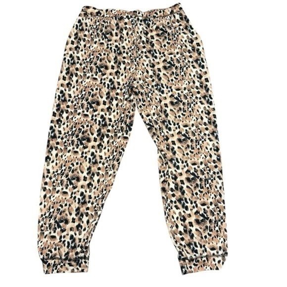 NWT Women’s Black Brown Animal Print Jogger Lounge Pant XL - Picture 1 of 4